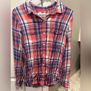 Women’s SO Plaid Shirt Large Juniors Pink